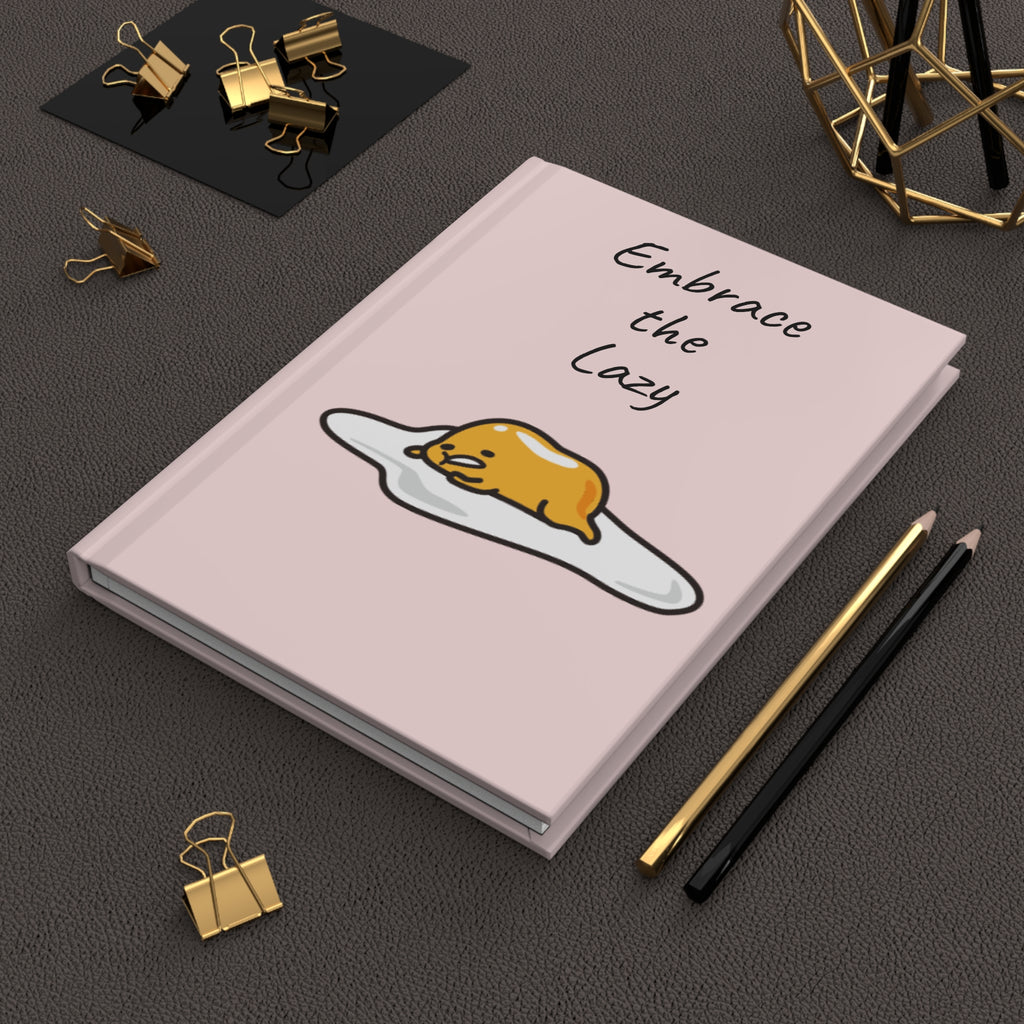 Gudetama Pink Hardcover Journal — "Embrace the Lazy" & "Nap More" Cute Egg Character Notebook