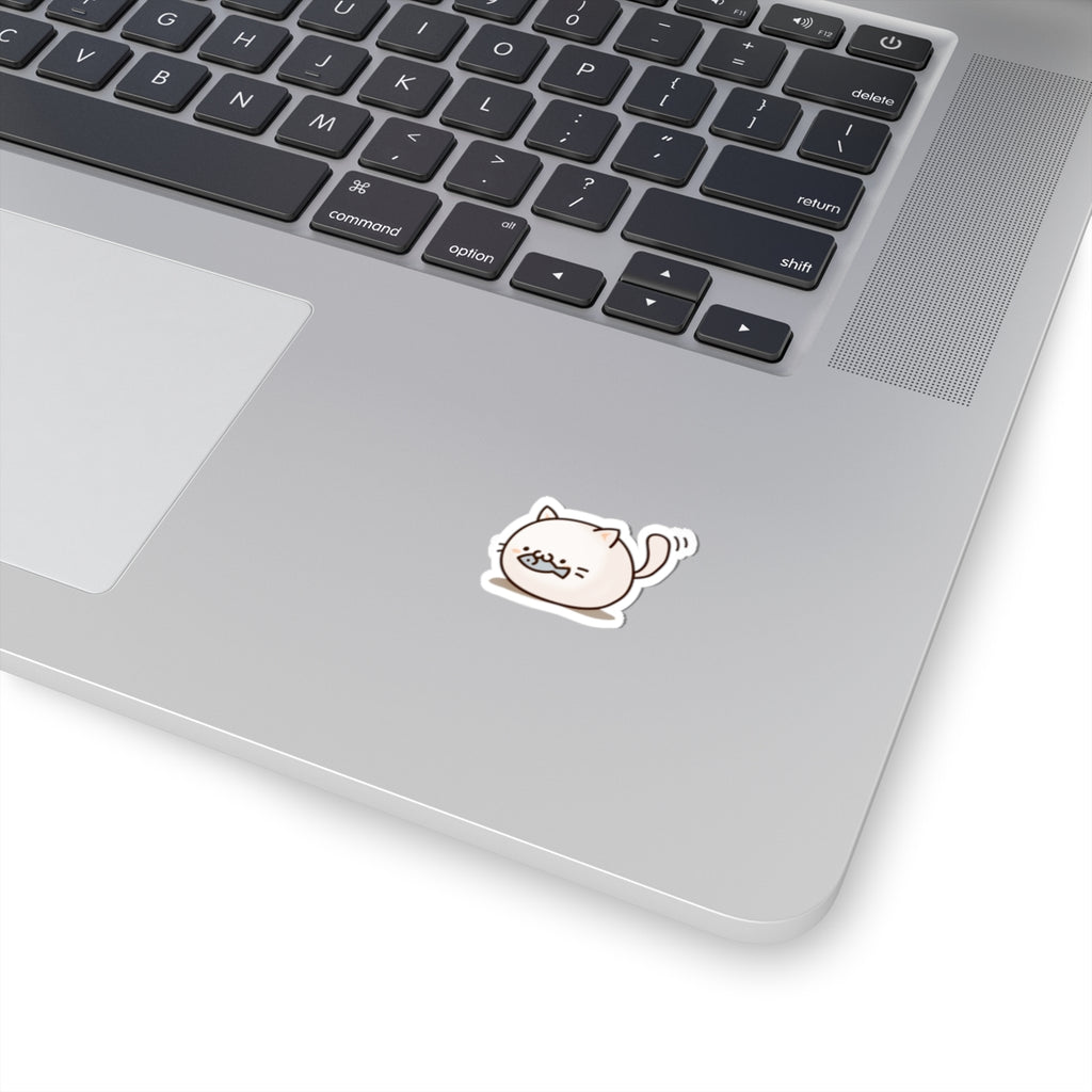 Cute Chubby Cat Sticker — Kiss-Cut Laptop Decal