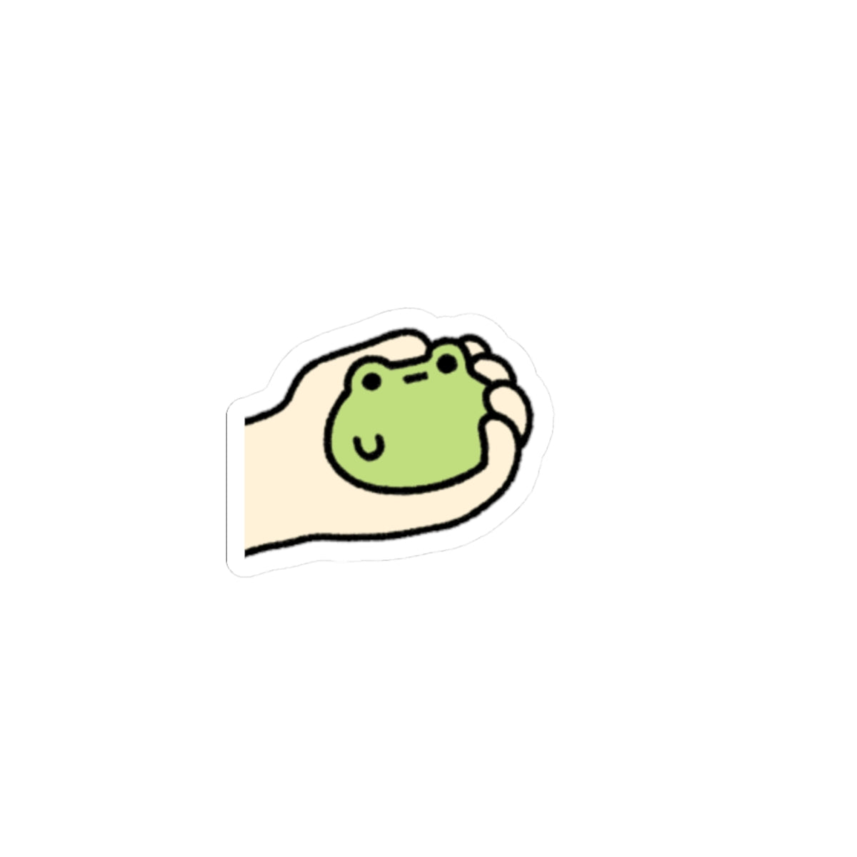Cute Hand-Held Frog Kiss-Cut Sticker — Kawaii Laptop Decal