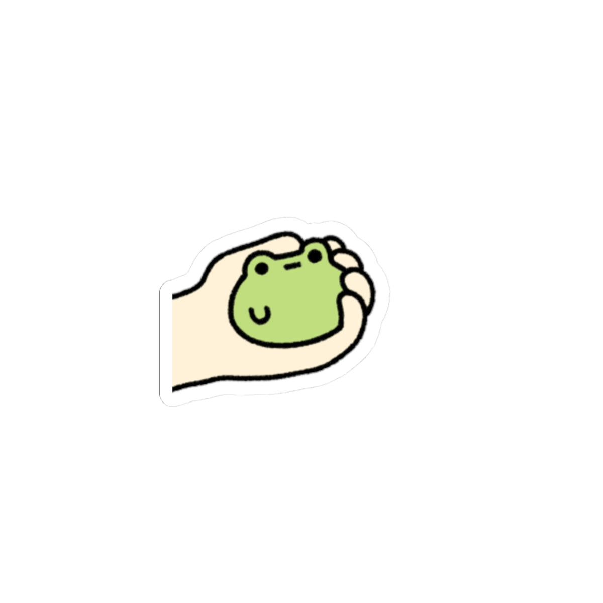 Cute Hand-Held Frog Kiss-Cut Sticker — Kawaii Laptop Decal