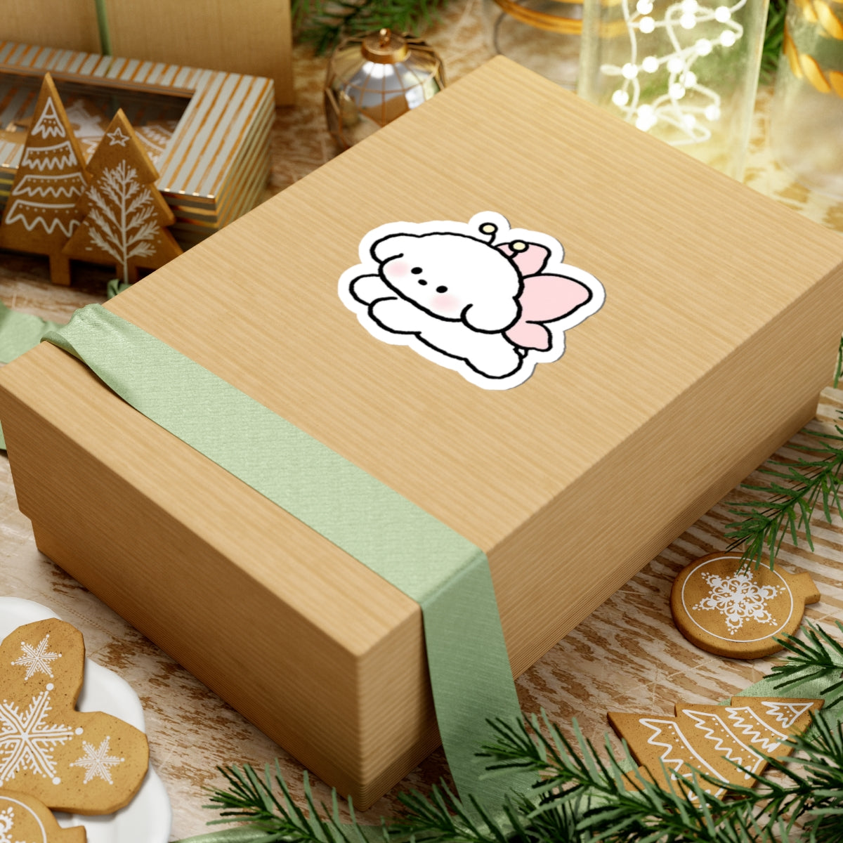 Cute Fluffy Puppy Fairy Sticker — Kiss-Cut Waterproof Laptop Decal