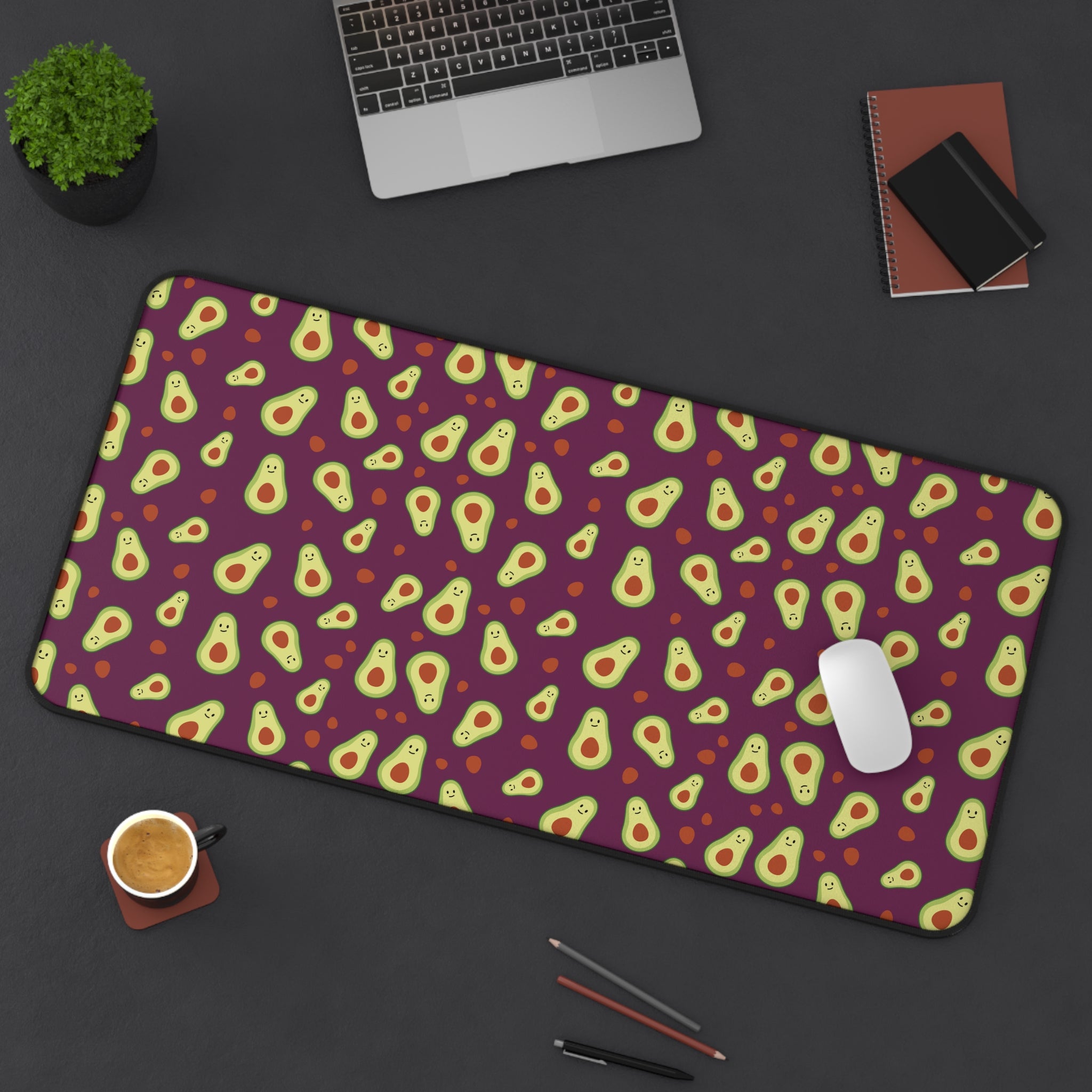 Avocado Pattern Desk Mat — Colorful Avocado Print Mouse Pad