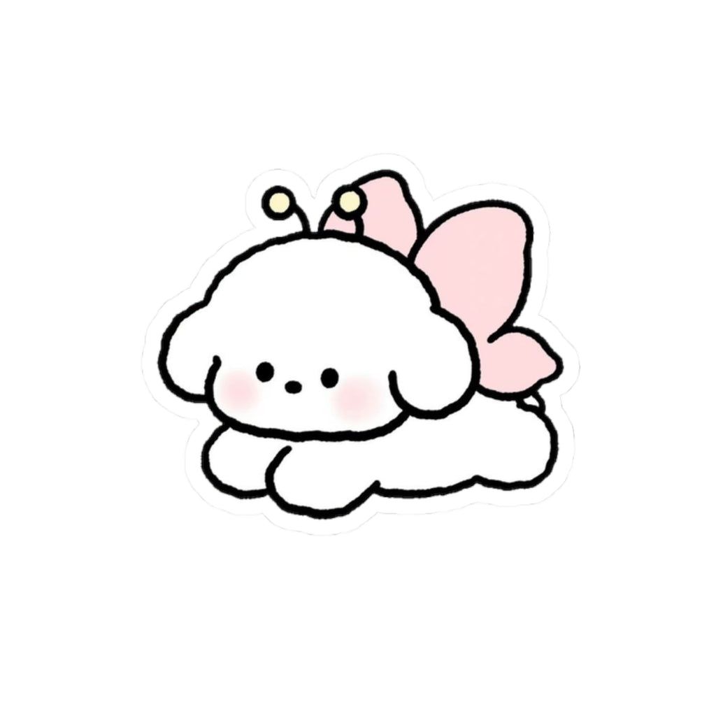 Cute Fluffy Puppy Fairy Sticker — Kiss-Cut Waterproof Laptop Decal