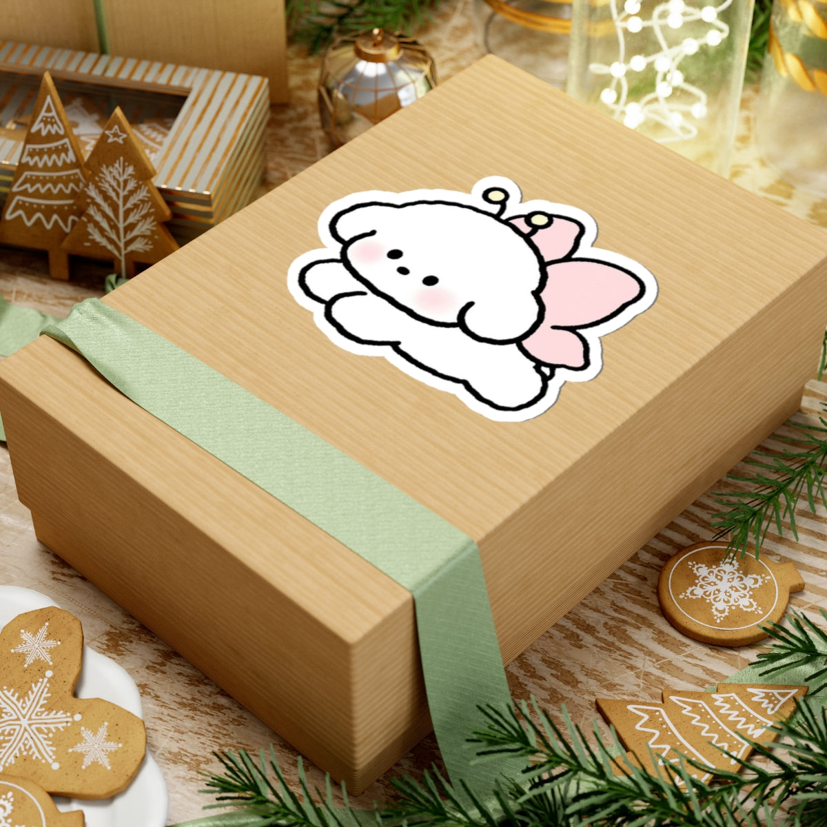 Cute Fluffy Puppy Fairy Sticker — Kiss-Cut Waterproof Laptop Decal
