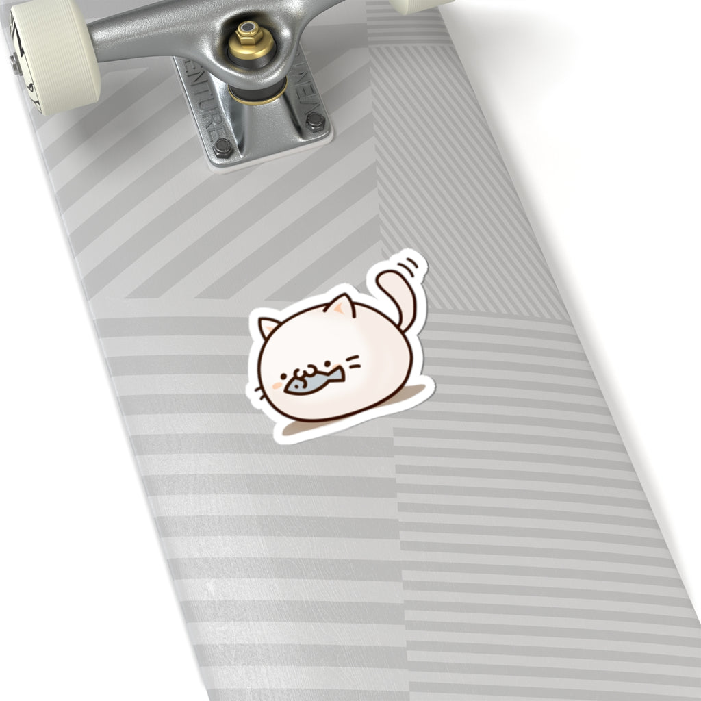 Cute Chubby Cat Sticker — Kiss-Cut Laptop Decal