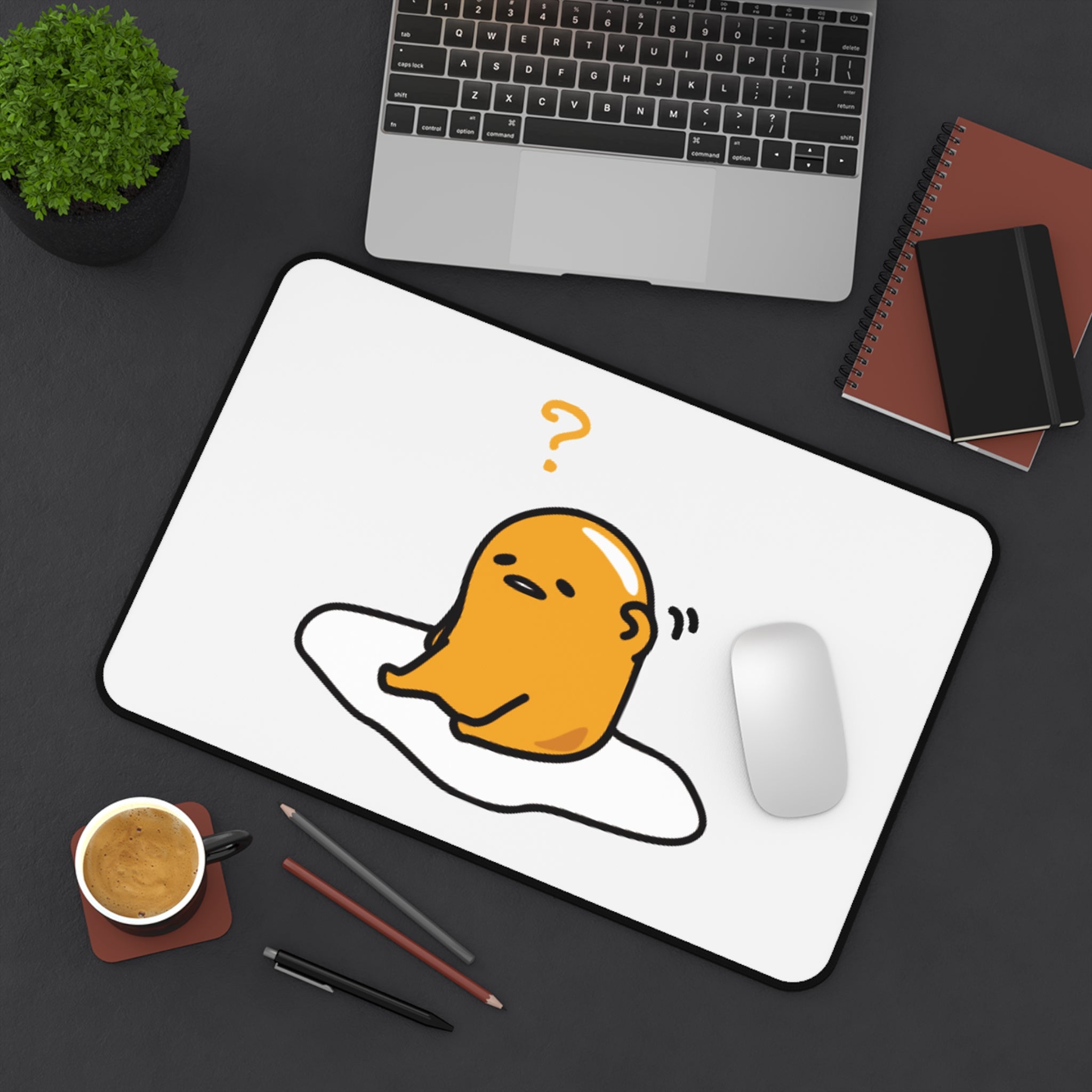 Gudetama Confused Desk Mat — Cute Lazy Egg Mouse Pad for Office & Gaming