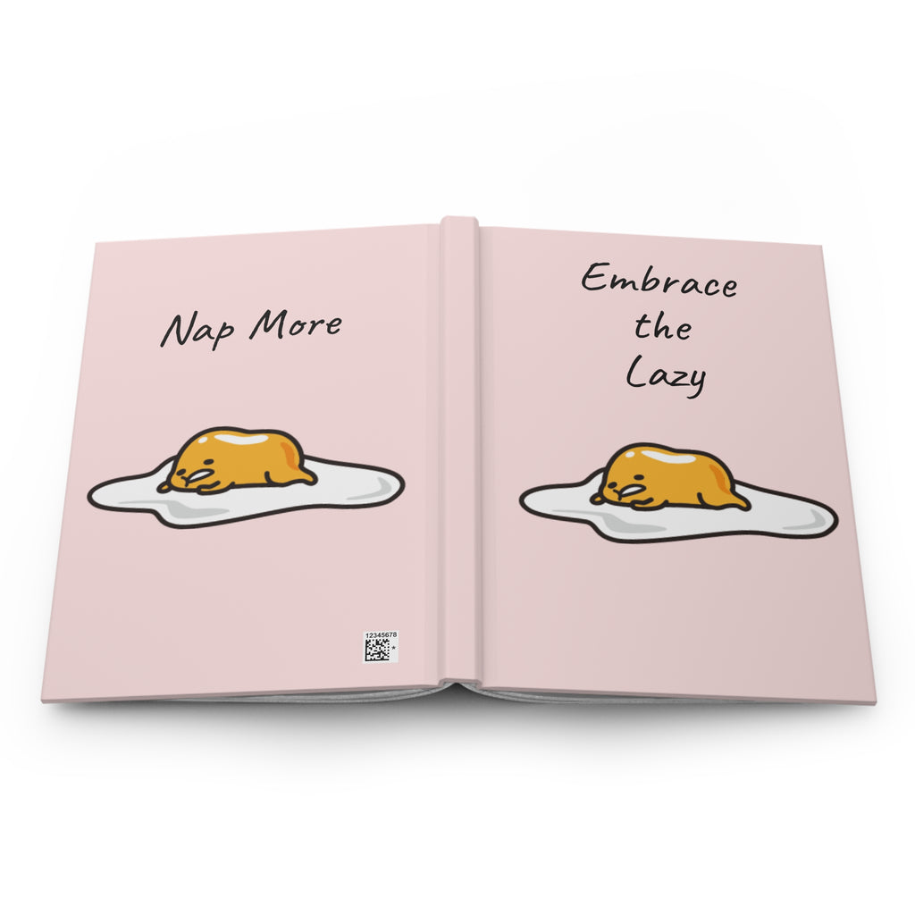 Gudetama Pink Hardcover Journal — "Embrace the Lazy" & "Nap More" Cute Egg Character Notebook