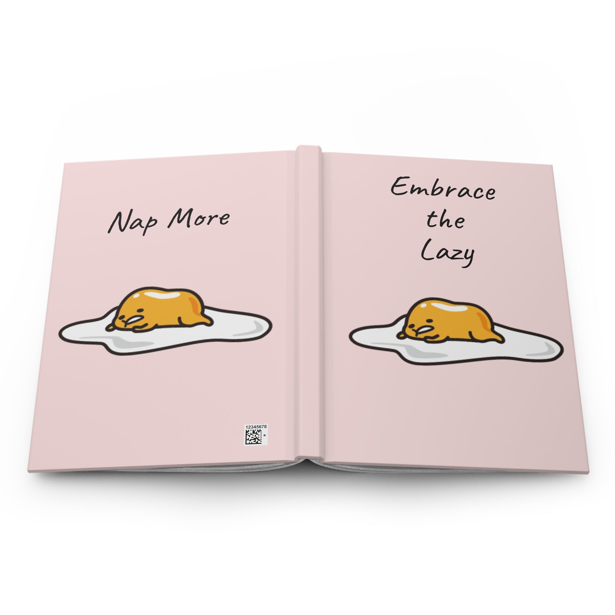 Gudetama Pink Hardcover Journal — "Embrace the Lazy" & "Nap More" Cute Egg Character Notebook