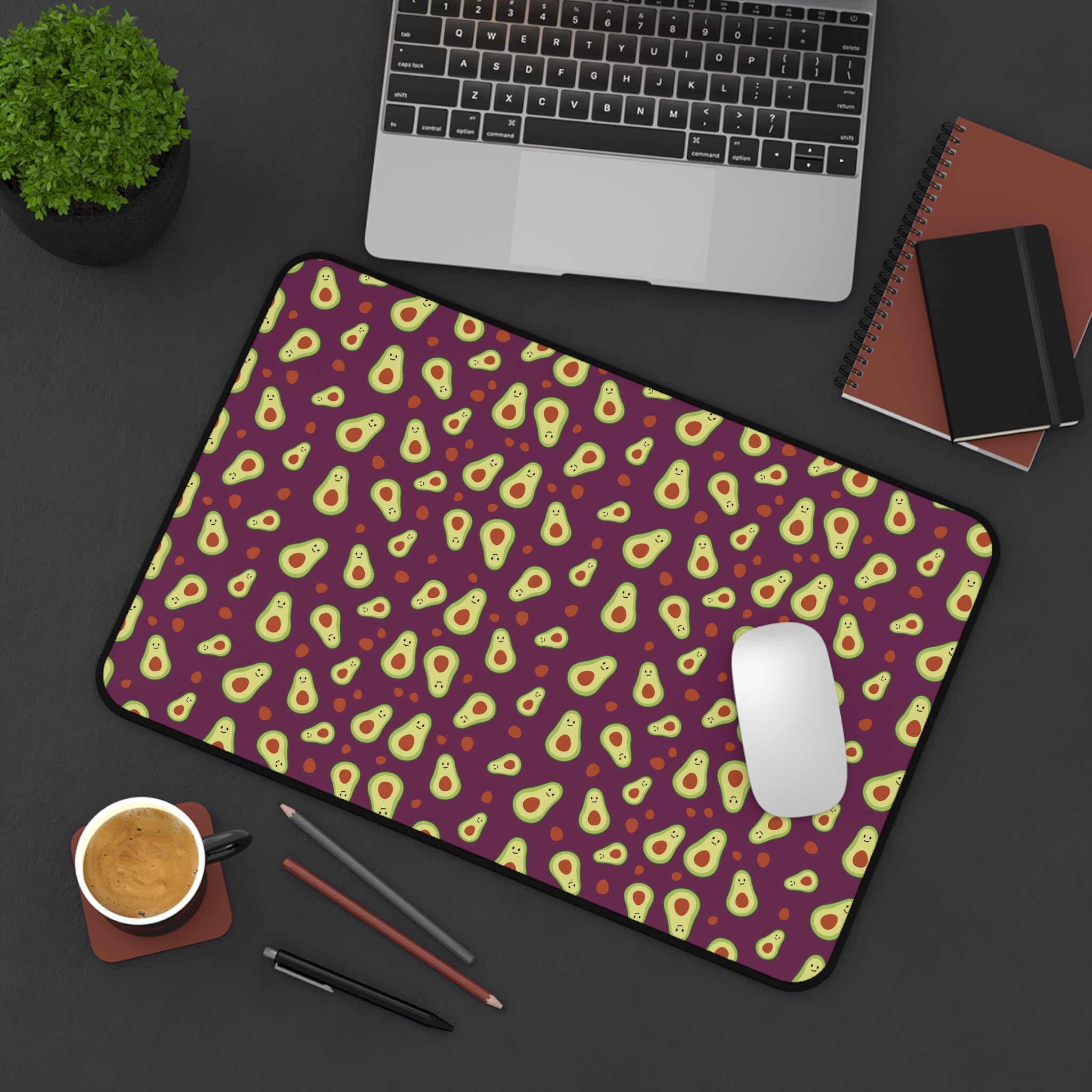 Avocado Pattern Desk Mat — Colorful Avocado Print Mouse Pad