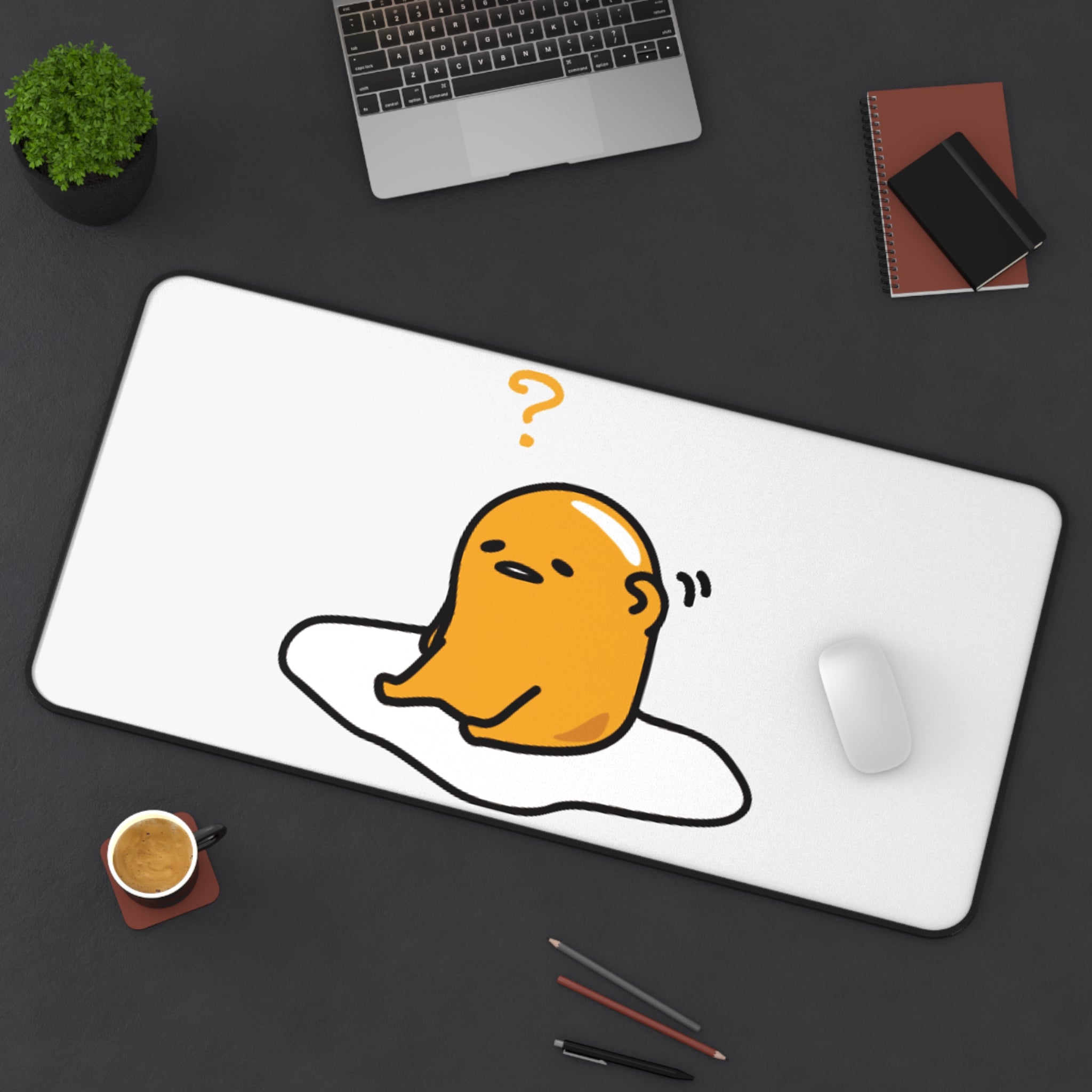 Gudetama Confused Desk Mat — Cute Lazy Egg Mouse Pad for Office & Gaming