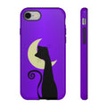 Black Cat Looking At Moon - Tough Phone Case